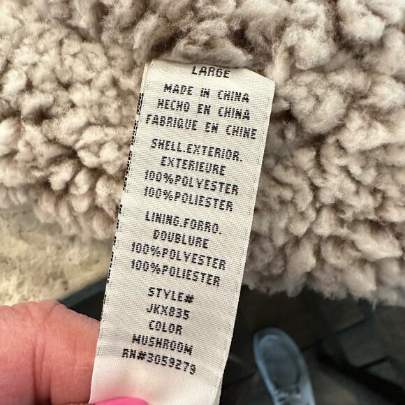 Thread + Supply Womens Large Sherpa Vest Gray Full Zip FrontPockets High Neck - Picture 9 of 14